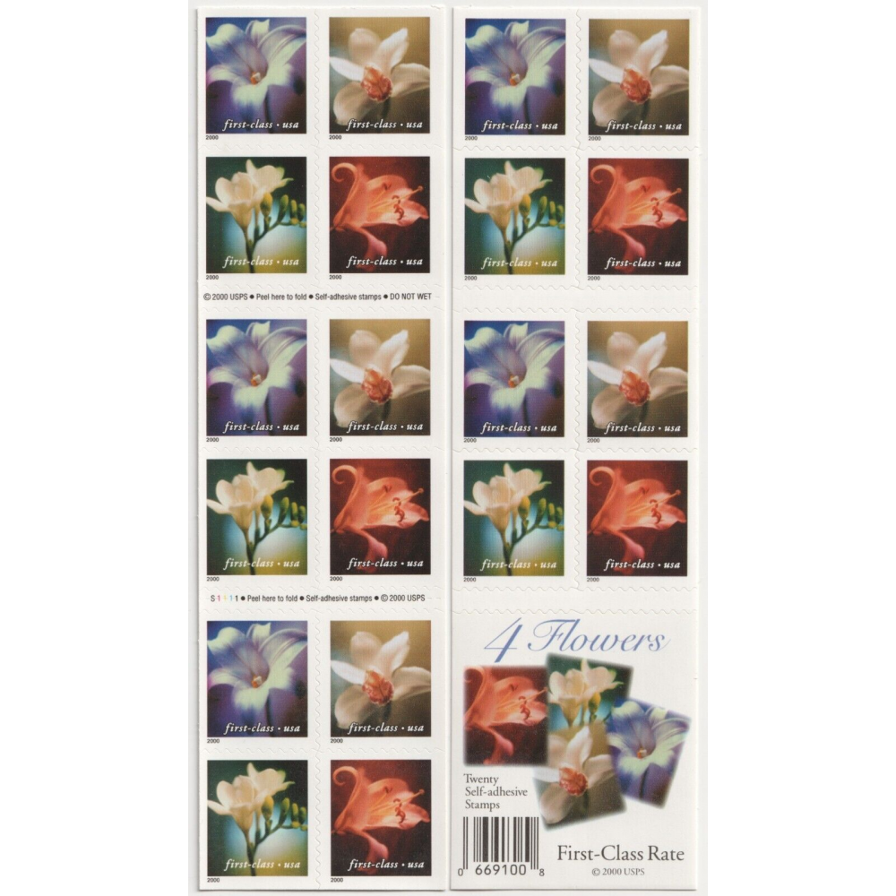 2000 US 34c Self Adhesive Four Flowers First Class Stamps 2000 US 34c Self Adhesive Four Flowers First Class Stamps