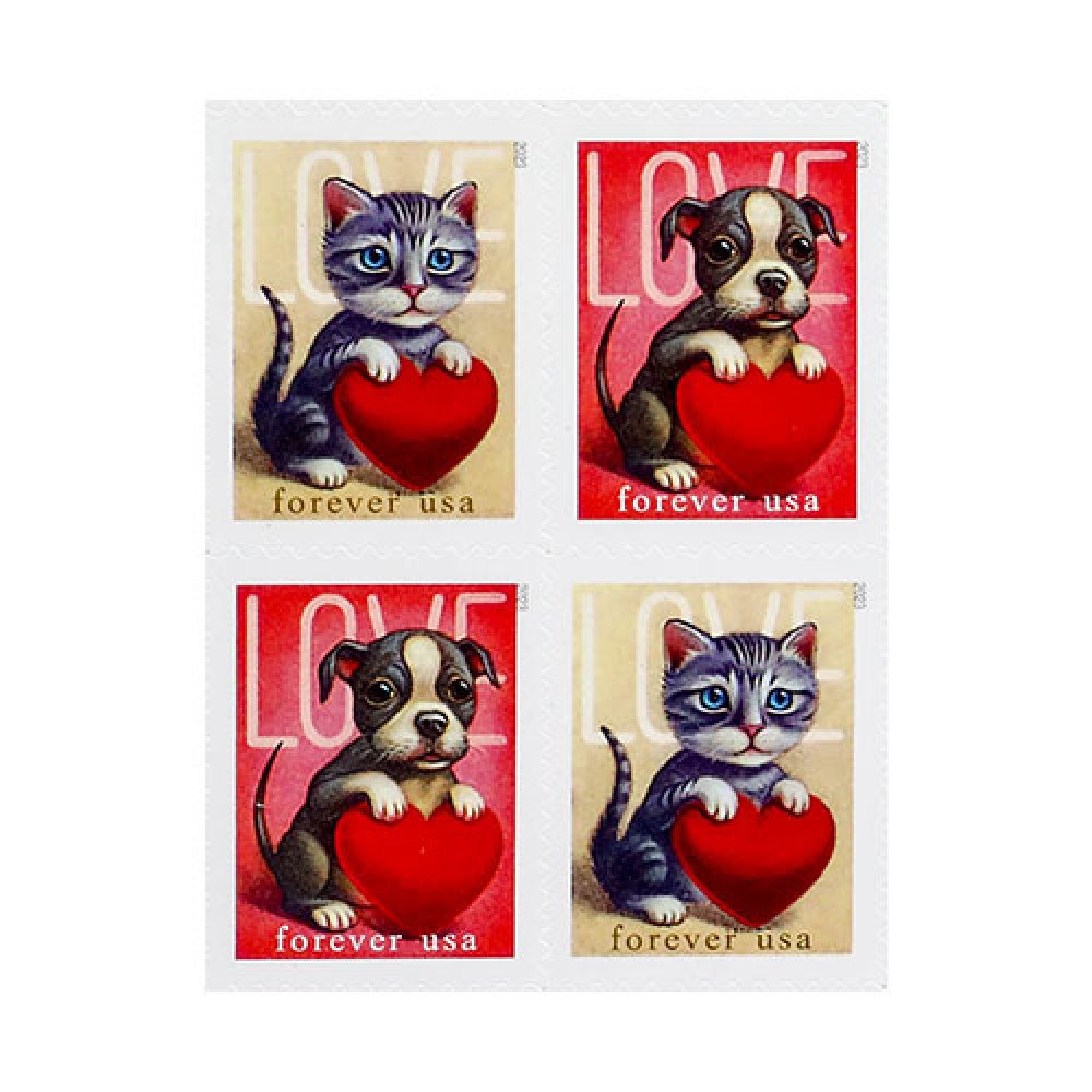 (2023) USPS Cat and Dog Love Forever Stamps (2023) USPS Cat and Dog Love Forever Stamps