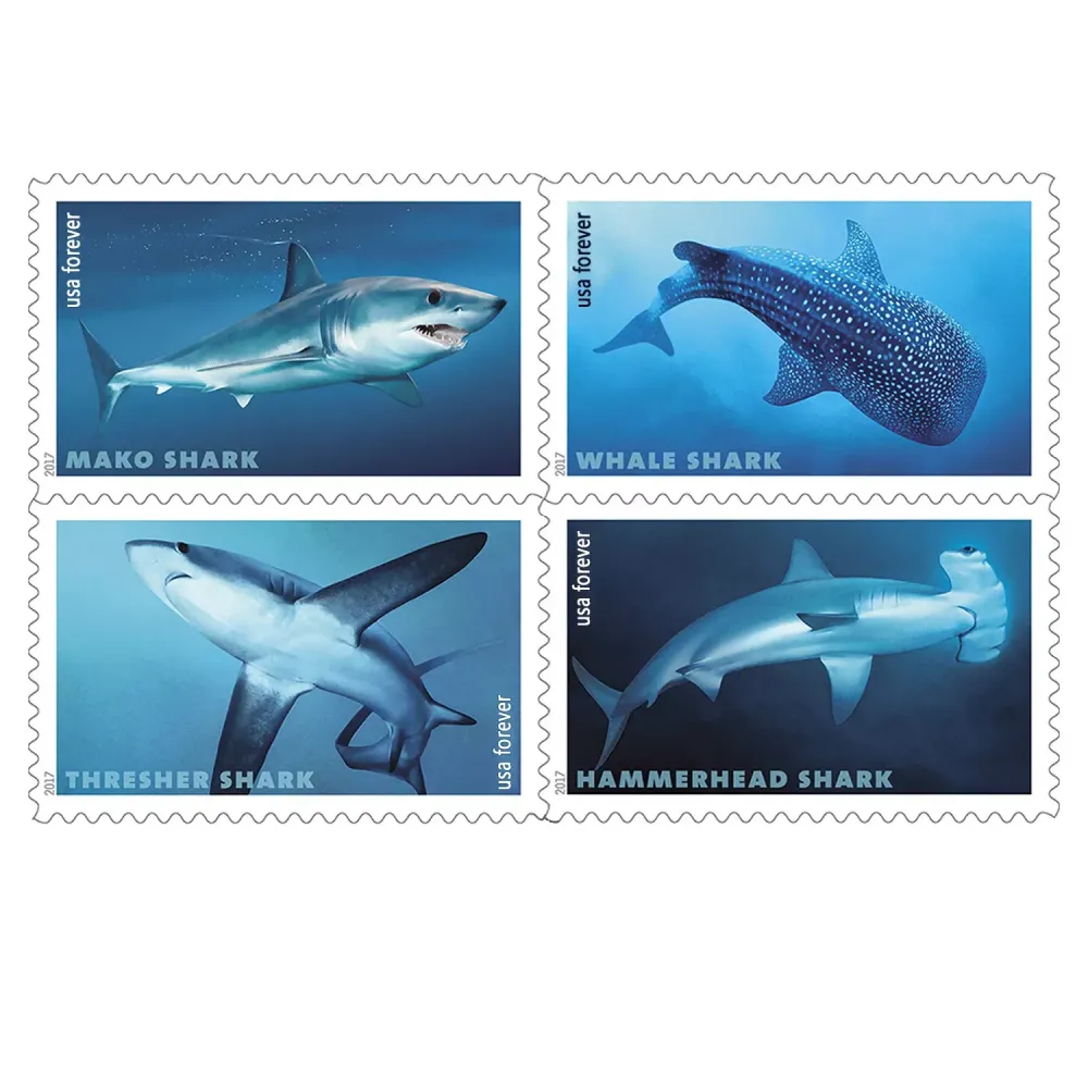 2017 USPS Shark First Class Forever Postage Stamps 2017 USPS Shark First Class Forever Postage Stamps