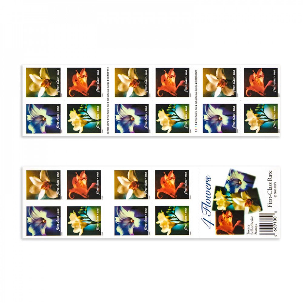 2000 US 34c Self Adhesive Four Flowers First Class Stamps 2000 US 34c Self Adhesive Four Flowers First Class Stamps