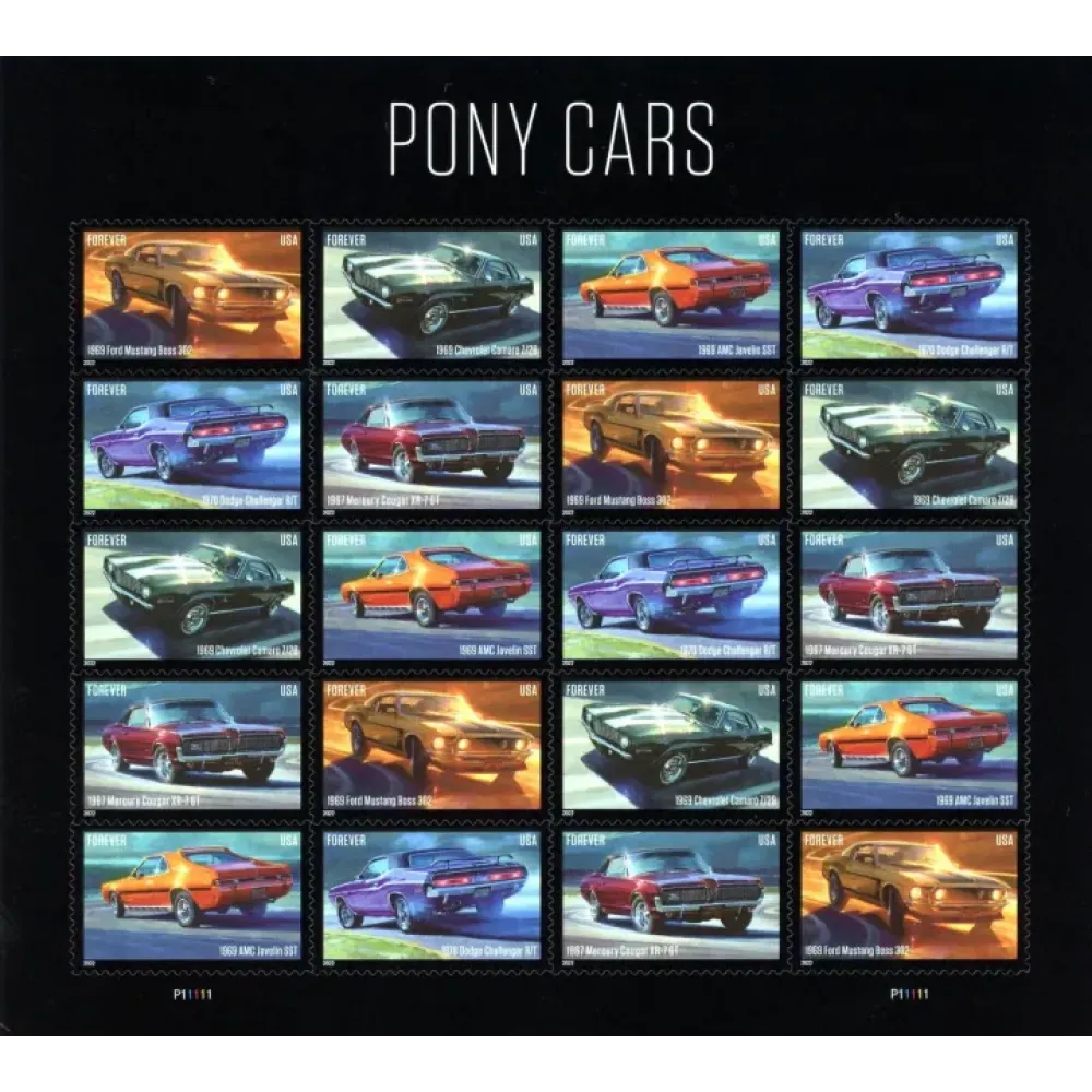 2022 USPS Pony Cars Stamps