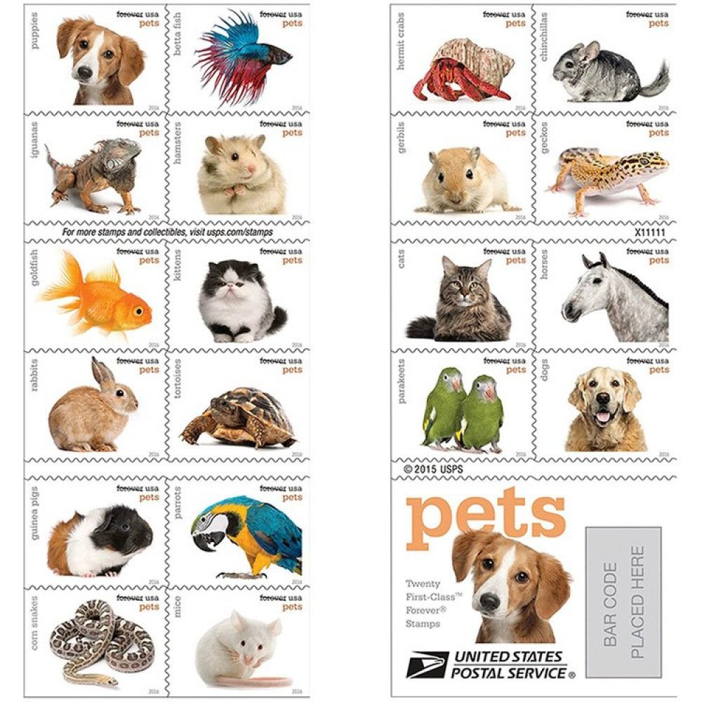 (2016) USPS Pets Stamps First-Class Mail Forever (2016) USPS Pets Stamps First-Class Mail Forever