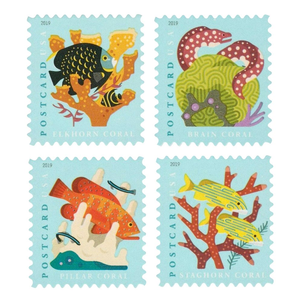 (2019) USPS Coral Reefs Postcard First Class Forever Postage Stamps (2019) USPS Coral Reefs Postcard First Class Forever Postage Stamps