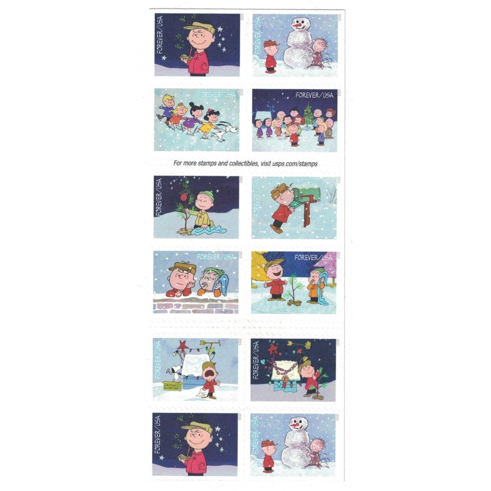 2015 USPS Charlie Brown Xmas Pane of 20 Forever Postage Stamps 2015 USPS Charlie Brown Xmas Pane of 20 Forever Postage Stamps