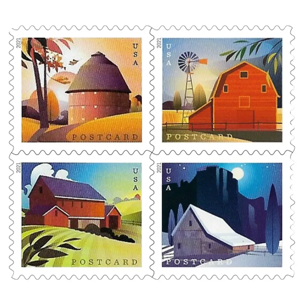 (2021) USPS Barns Postcard Forever Postage Stamps (2021) USPS Barns Postcard Forever Postage Stamps