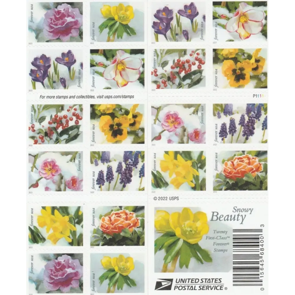2022 USPS Snowy Garden Beauty Forever Postage Stamps 2022 USPS Snowy Garden Beauty Forever Postage Stamps