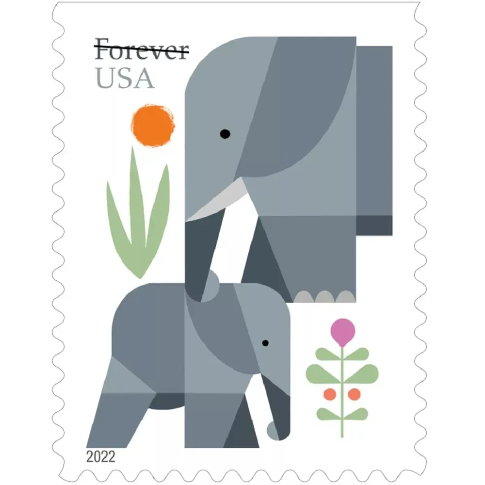 2022 US Elephants First Class Forever Stamps 2022 US Elephants First Class Forever Stamps
