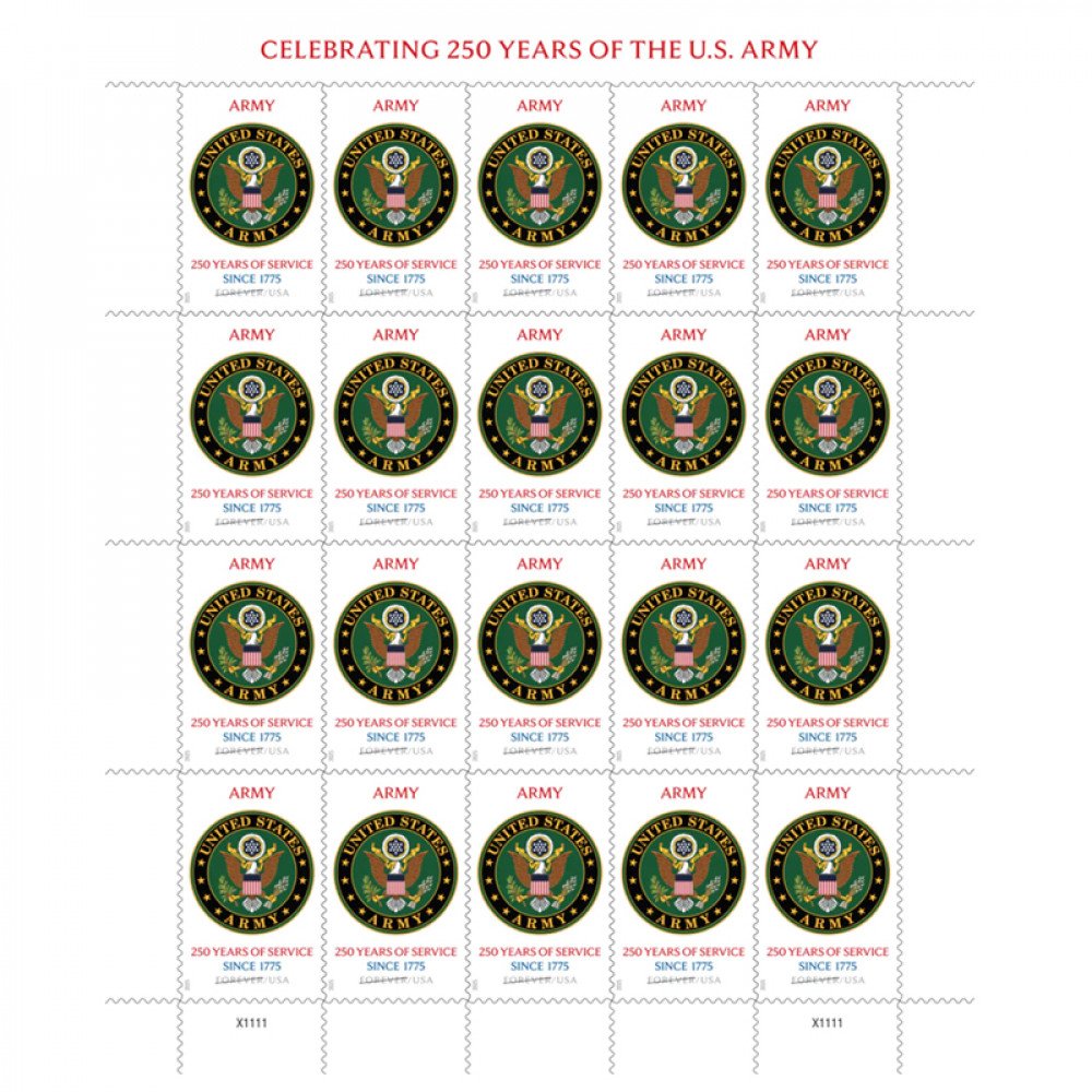 2025 U.S. Army 250th Stamps, Sheet of 20 2025 U.S. Army 250th Stamps, Sheet of 20