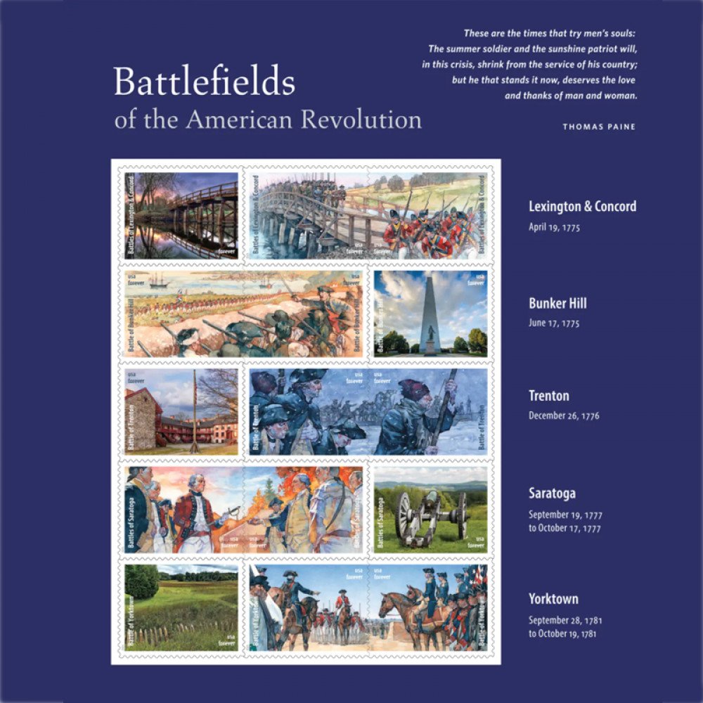 2025 Battlefields of the American Revolution Stamps Sheet of 15 2025 Battlefields of the American Revolution Stamps Sheet of 15