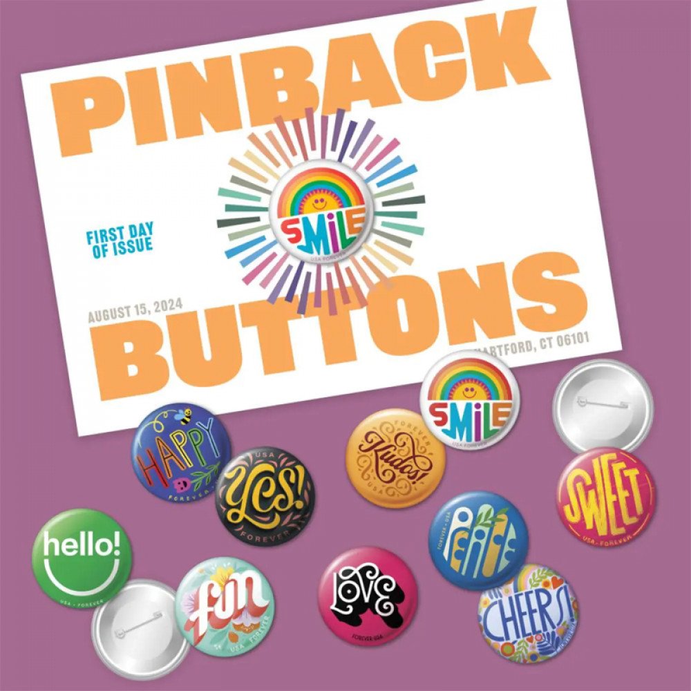 Pinback Buttons Forever Stamp - 2024 Pinback Buttons Forever Stamp - 2024