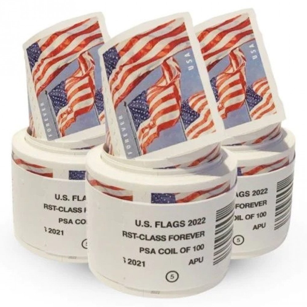 (2022) USPS Forever American Flag Stamps Rolls (2022) USPS Forever American Flag Stamps Rolls