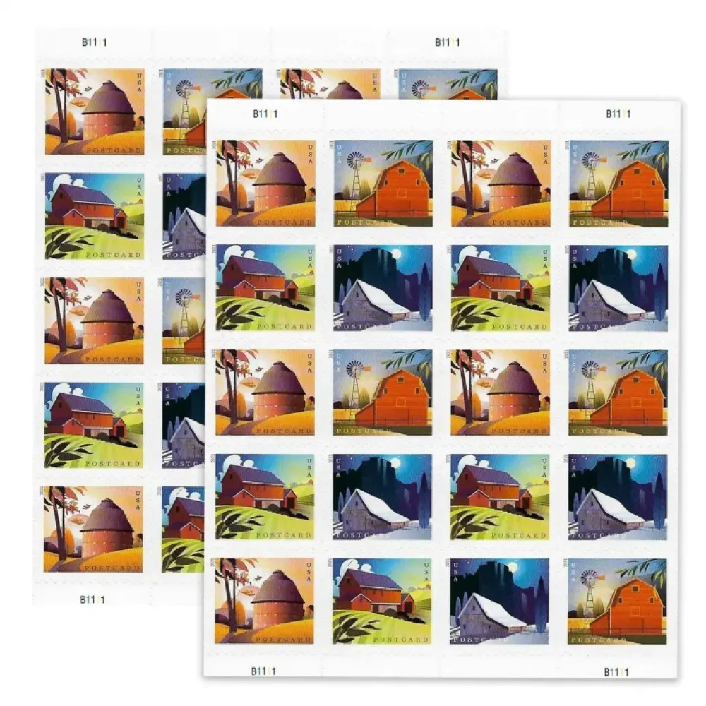 (2021) USPS Barns Postcard Forever Postage Stamps (2021) USPS Barns Postcard Forever Postage Stamps