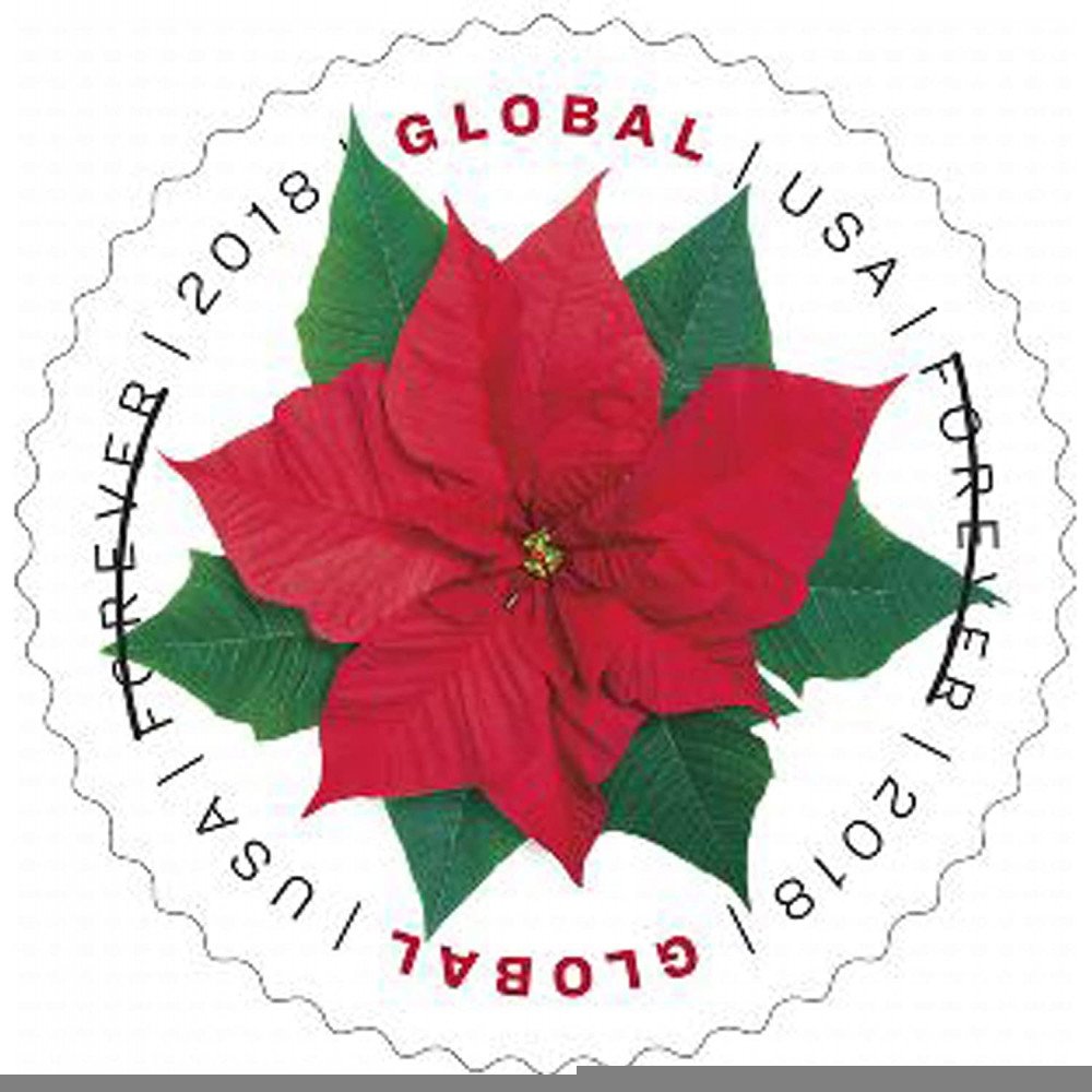 (2018) USPS Global Poinsettia First Class Forever Postage Stamps